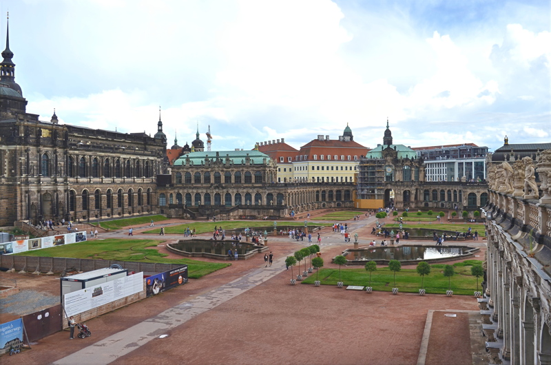 6 - An elevated view of the inner courtyard and baroque galleries of the Zwinger Palace in Dresden
